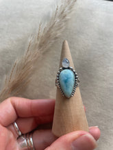 Load image into Gallery viewer, NEW - The Ocean Floor Collection - Larimar and Luna Moonstone Ring size S