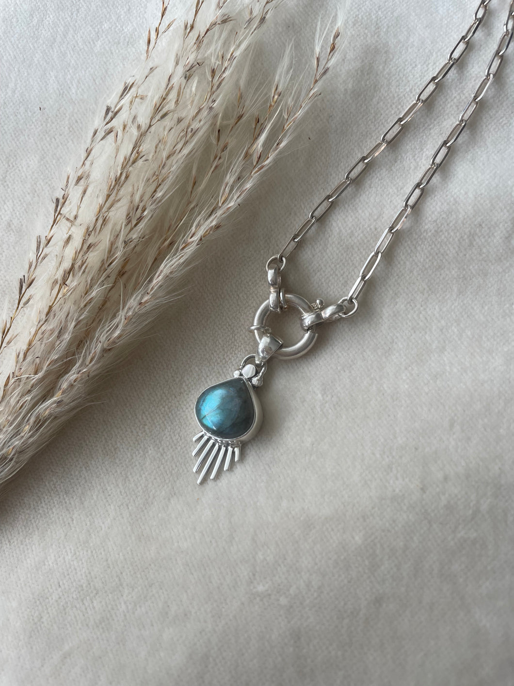 NEW The Night Ray Labradorite Paperclip - 16inch Necklace