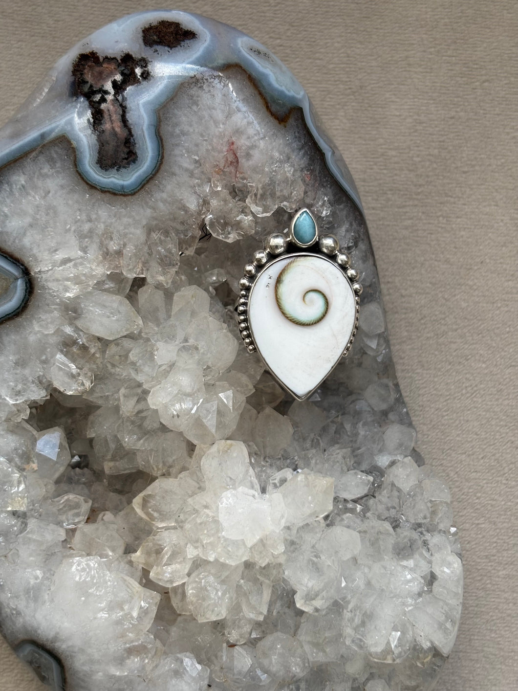 The Shiva Spiral & Larimar Ring
