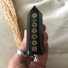 Load image into Gallery viewer, Black Obsidian Chakra Tower
